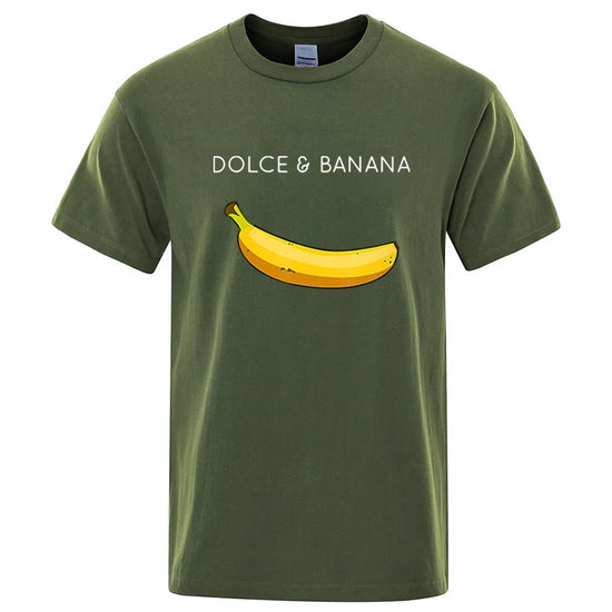 Summer Men T-shirt High Quality Cotton Blend Funny Banana Printing Loose O-neck Men Short Sleeve Casual For Male T-shirt Top Tee