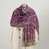 Soft and warm cashmere hijab with bohemian print, styled as a headscarf or wrap