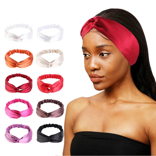 Silky Satin Twist Turban Headband For Women Washing Head Wrap Headwrap Makeup Sport Yoga Head Band Girls Hair Accessories