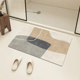 Washable bathroom rug with soft striped design