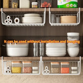 Large-capacity under-cabinet storage basket in white iron mesh