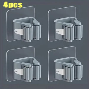 Mop and broom organizer with hooks for wall mounting