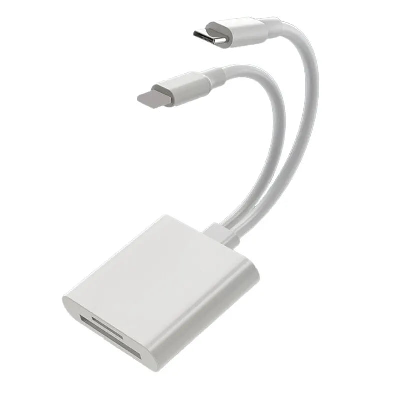 Type-C and Lightning SD/TF card reader for smart devices, laptops, and computers