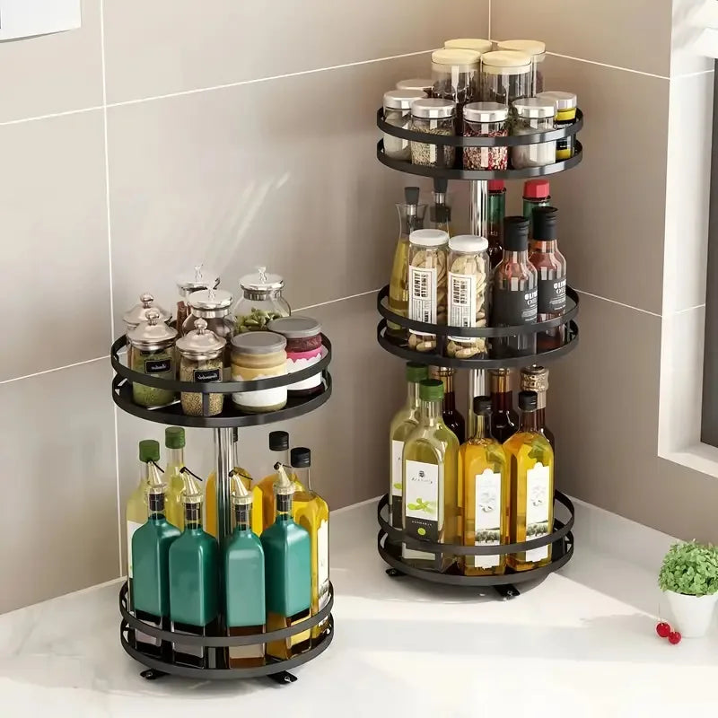 360-degree rotating spice rack organizer with multi-layer design for kitchen stor