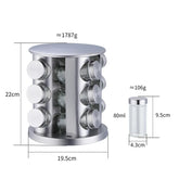 12-piece spice jar set with rotating rack, ideal for herbs and condiments