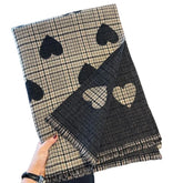 Double-side imitation cashmere scarf for women, thickened plaid design for winter warmth