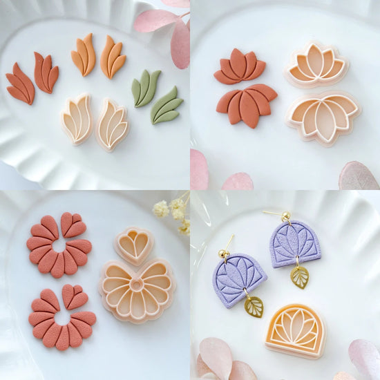 Boho Lotus Arch/Spring Leaf/Scalloped Polymer Clay Cutter Spring Clay Cutters Earring Cutters Jewelry Making Polymer Clay Tools