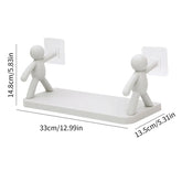Self-adhesive plastic bathroom shelf for shampoo and towel storage