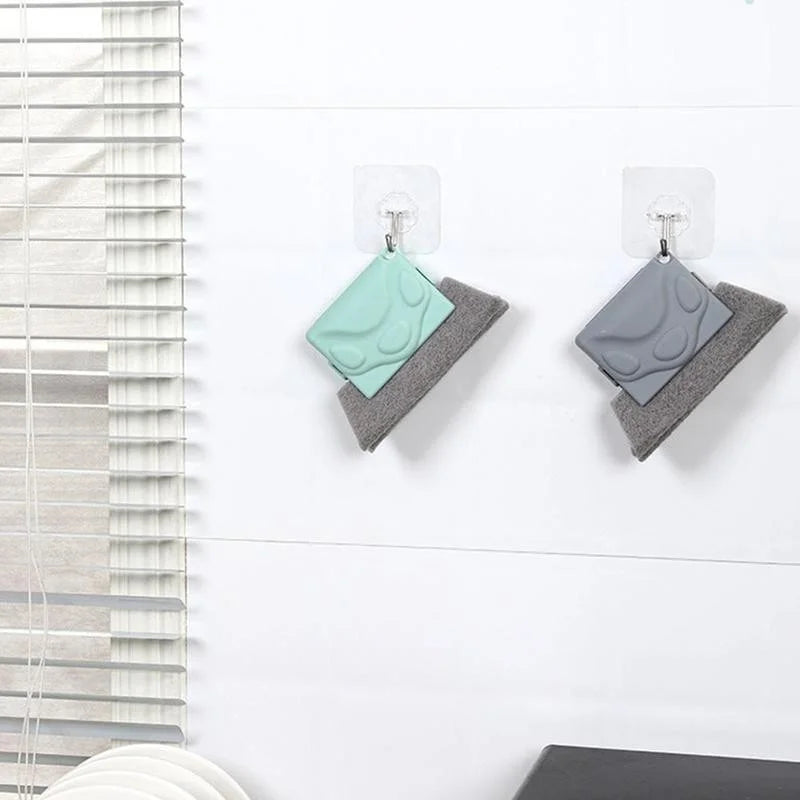 Window groove cleaning cloth and brush set for kitchen and bathroom use