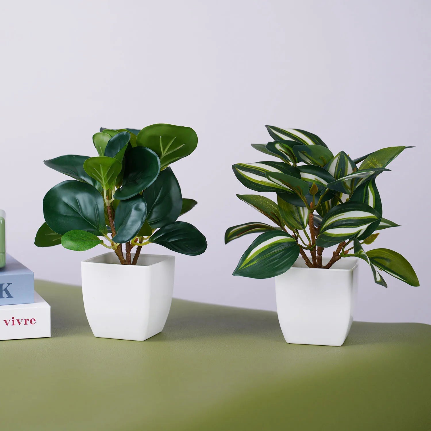 Artificial bonsai tree in ceramic pot for home or office desk decor