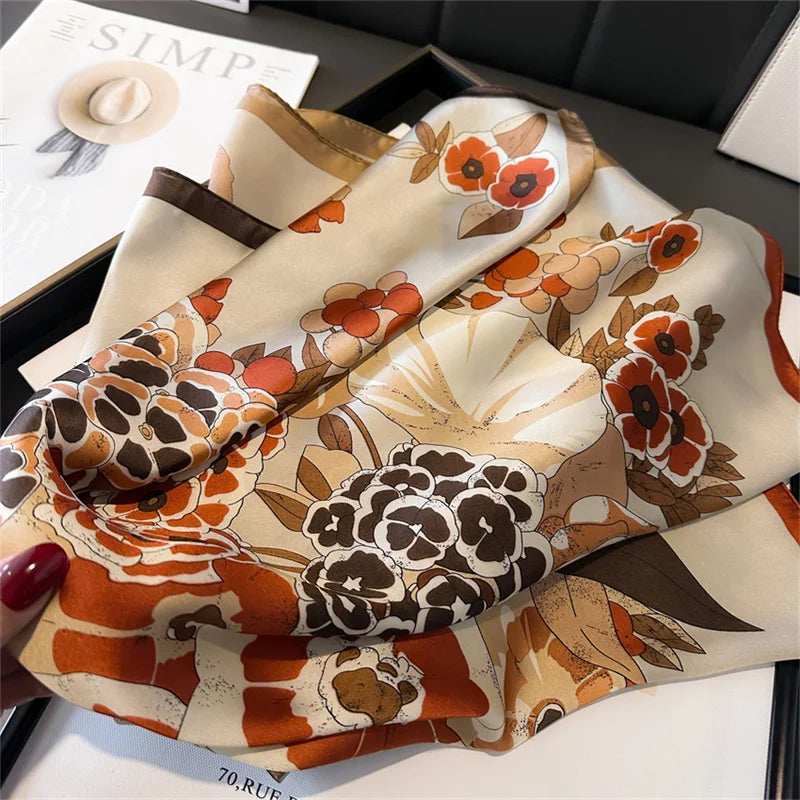 70cm satin silk scarf used as a hijab, wrist wrap, or elegant bandana for women