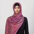Soft and warm cashmere hijab with bohemian print, styled as a headscarf or wrap