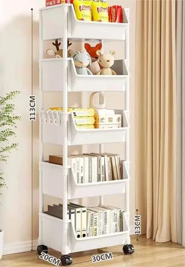 Multi-functional storage cart with wheels for kitchen, bathroom, and office use