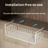 Large-capacity under-cabinet storage basket in white iron mesh