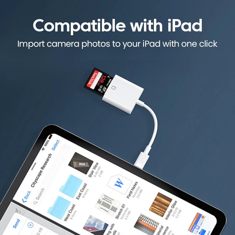4 in 1 OTG Type-C card reader for USB, SD, and TF cards, compatible with iPad and Android