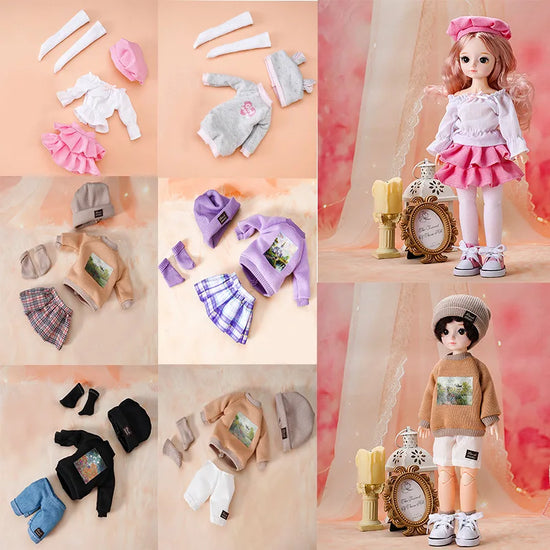 Replacement clothes for 1/6 BJD dolls, casual fashion suit and skirt