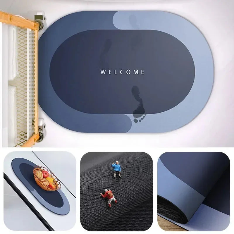 Bathroom mat with fast-drying coral velvet surface