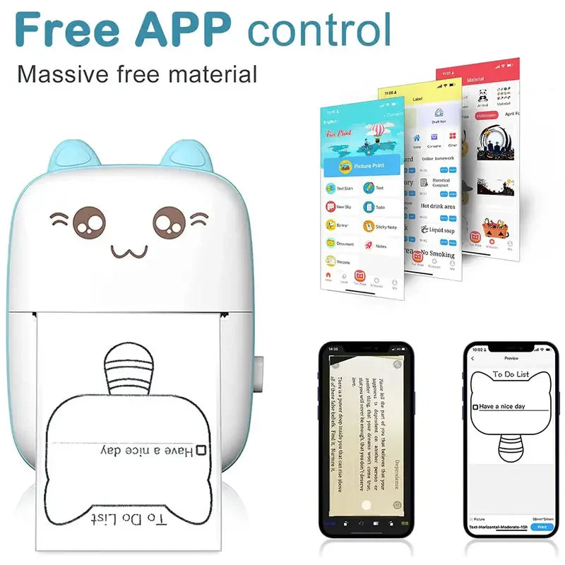 Portable Mini Pocket Printer With Wireless Inkless Printing For Photos Receipts Notes Memos Labels Compatible With IOS Android