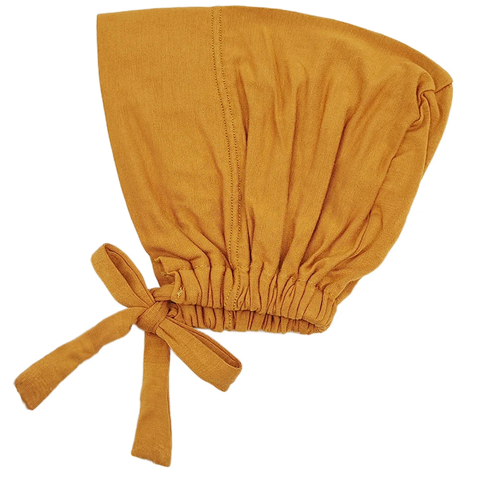 Comfortable modal hijab cap with back rope for adjustable fit, ideal as inner scarf