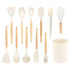 12-piece silicone kitchen utensil set with wooden handles and non-stick design