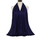 Long Muslim shawl made of modal cotton jersey fabric, wrapped elegantly around the head and ne