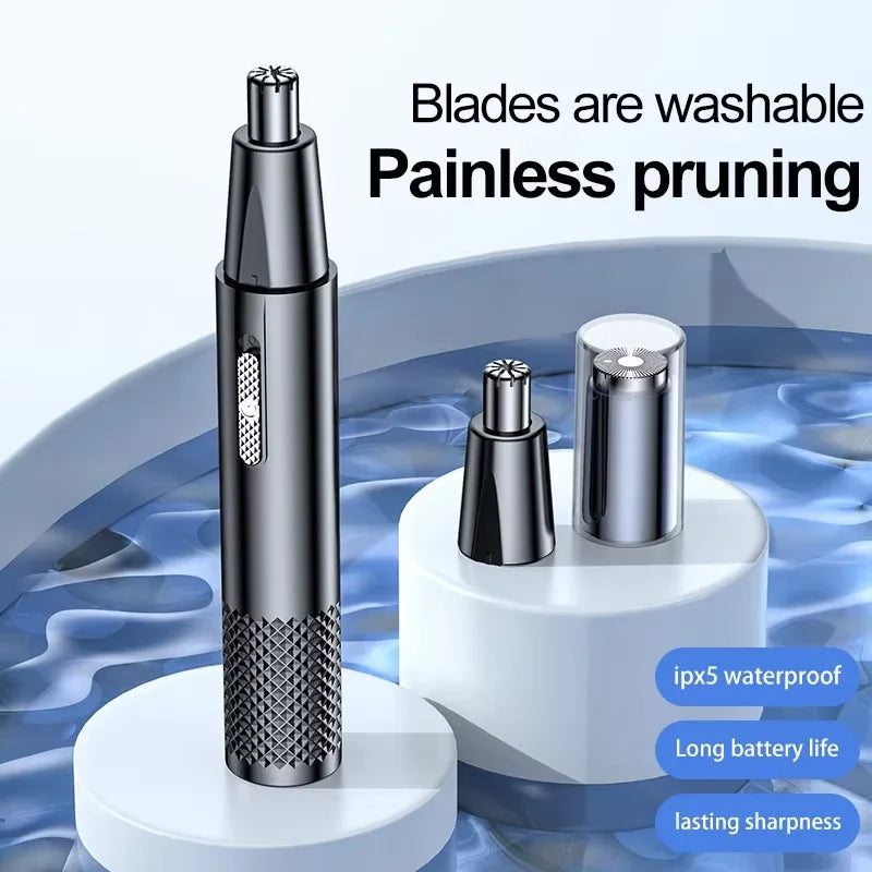 USB rechargeable nose hair trimmer with ergonomic design for comfortable use
