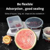 6pcs set of transparent silicone stretch covers for kitchen utensils and bowls