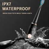 IPX7 waterproof Jianpai electric toothbrushes in black and white with ergonomic design and replaceable brush heads