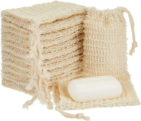 Ramie mesh soap holder bags in blister pack, 2pcs set