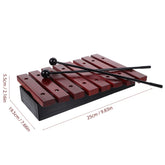 Children’s wooden xylophone featuring eight tuned metal bars and two wooden mallets