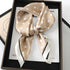 Luxury brand silk plaid square scarf for women, styled as a neck or hair tie