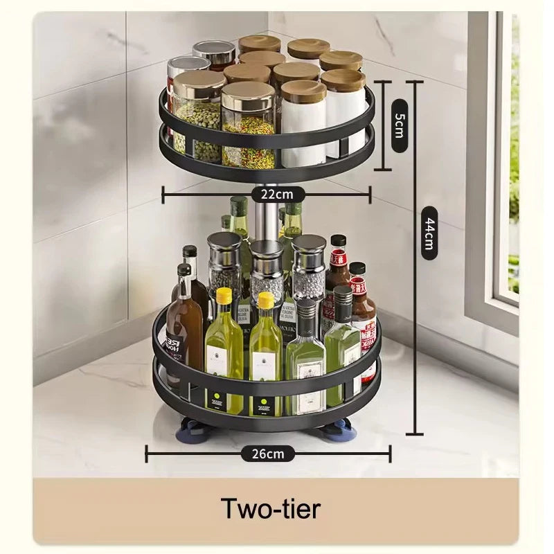 360-degree rotating spice rack organizer with multi-layer design for kitchen stor