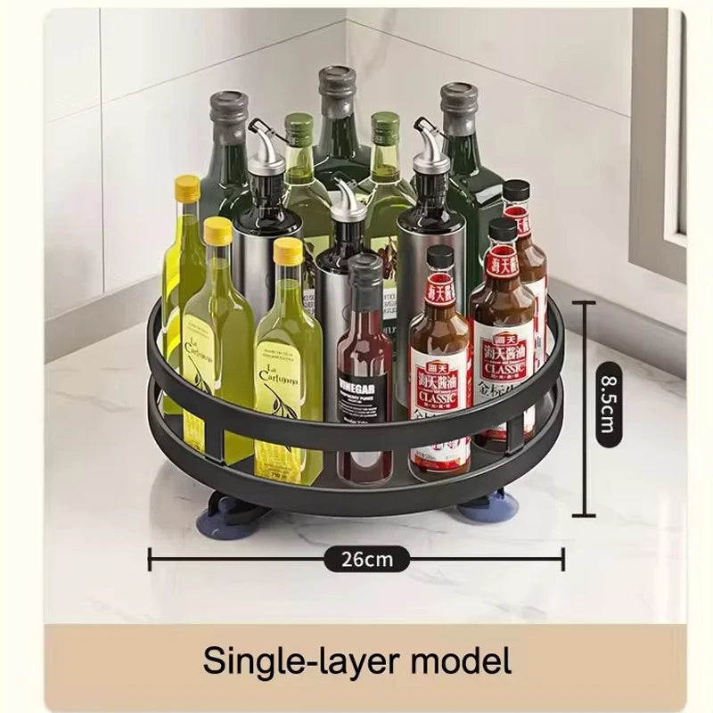 360-degree rotating spice rack organizer with multi-layer design for kitchen stor
