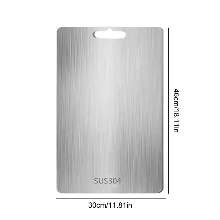 Easy-to-clean stainless steel food prep board ideal for busy kitchens