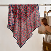 70cm square scarf for women with cashew print, breathable imitation silk fabric