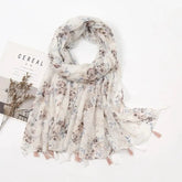 180x90cm printed tassel shawl, ideal for hijab, wrap, or casual beach cover-up