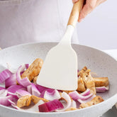 12-piece silicone kitchen utensil set with wooden handles and non-stick design