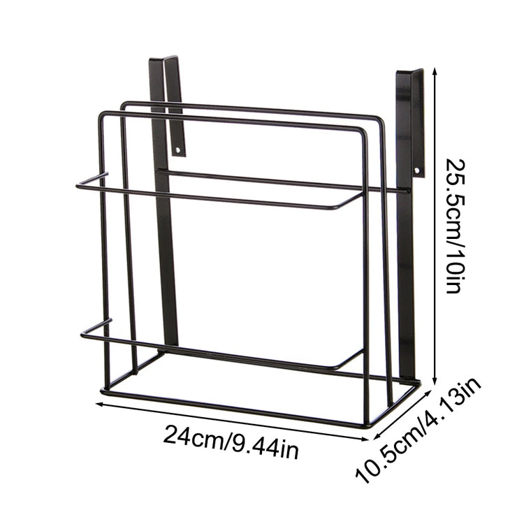 Double-layer wall-mounted cutting board rack with perforation-free design