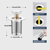 Removable filter basket sink stopper for efficient hair and debris capture