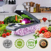 14-in-1 multifunctional vegetable chopper with ergonomic handle and stainless steel blades