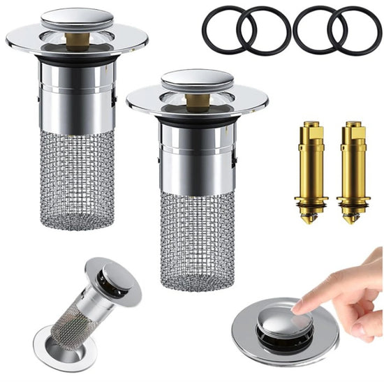 Removable filter basket sink stopper for efficient hair and debris capture