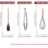 12-piece silicone kitchen utensil set with wooden handles and non-stick design