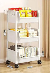 Multi-functional storage cart with wheels for kitchen, bathroom, and office use