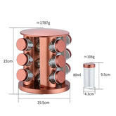 12-piece spice jar set with rotating rack, ideal for herbs and condiments