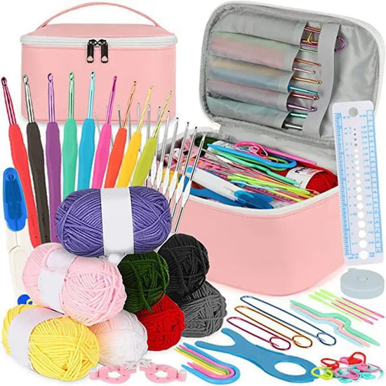 62Pcs Crochet Kit for Beginners, Yarn and Crocheting Accessories Set,Crochet Set and Crochet Kits Knitting & Crochet Supplies