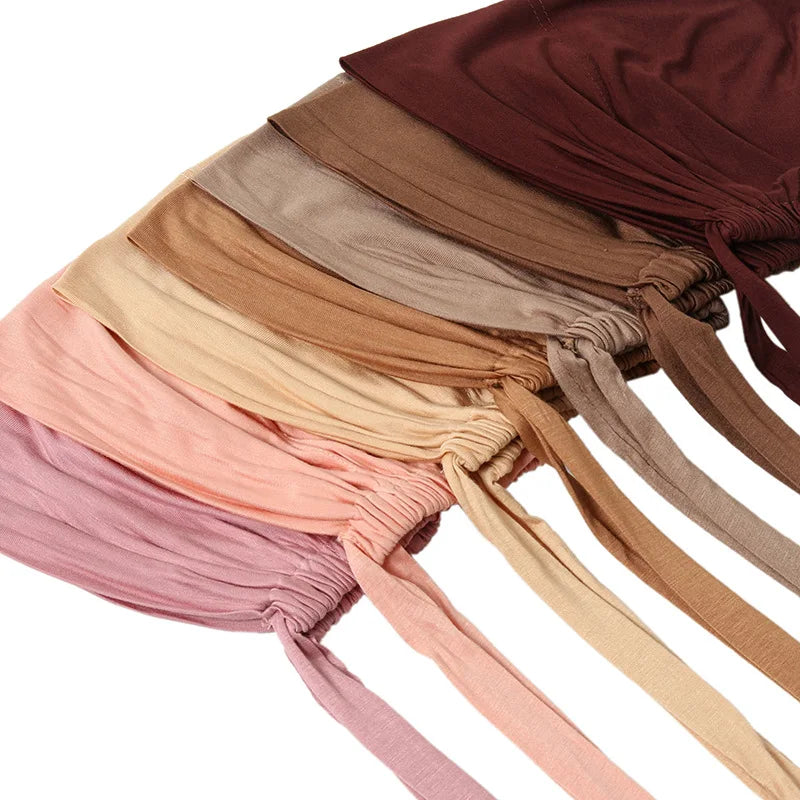 Comfortable modal hijab cap with back rope for adjustable fit, ideal as inner scarf