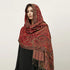 Soft and warm cashmere hijab with bohemian print, styled as a headscarf or wrap