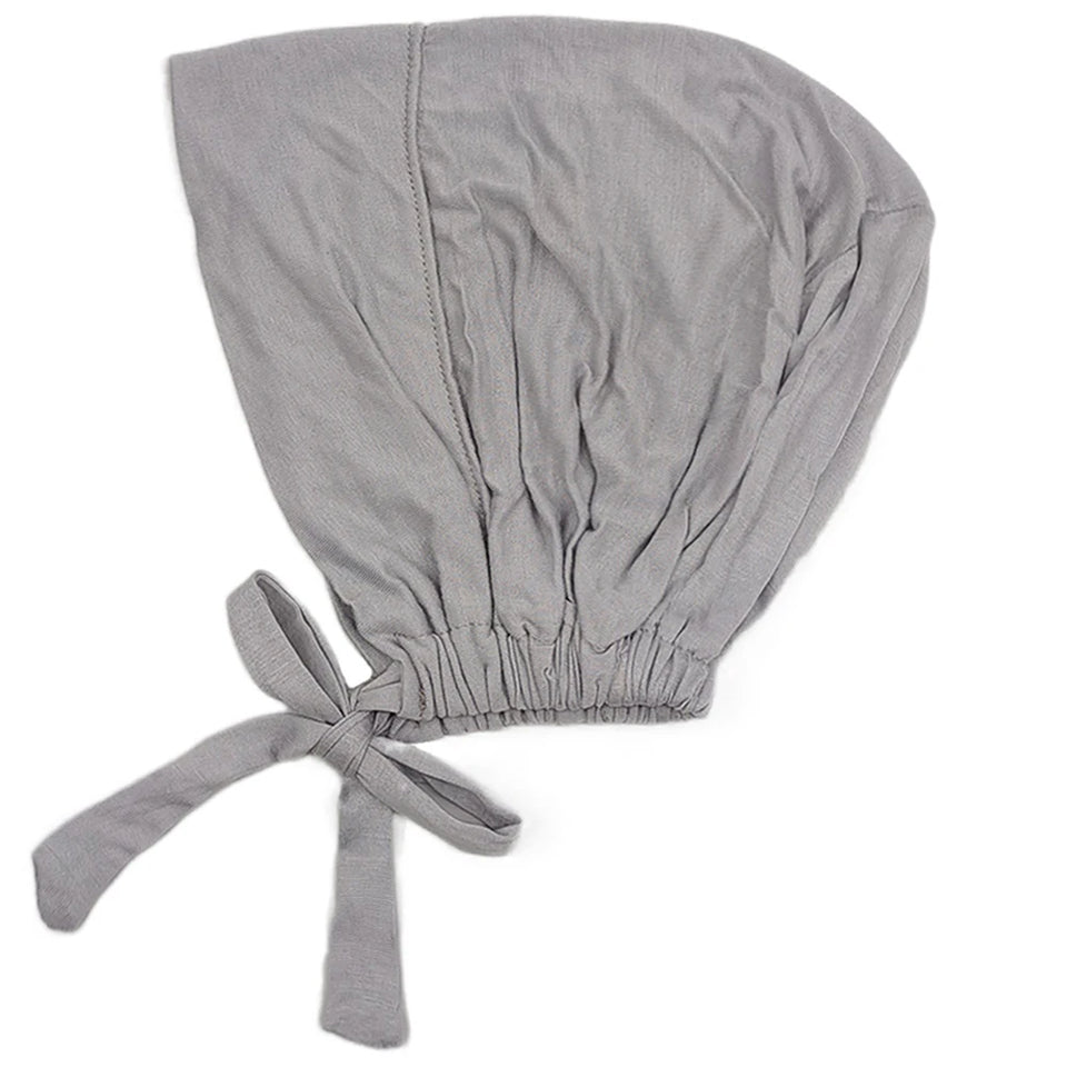 Comfortable modal hijab cap with back rope for adjustable fit, ideal as inner scarf