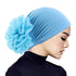 Elastic hair band turban for women, comfortable beanie style with flower accent
