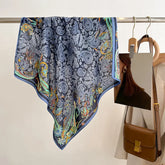 70cm square scarf for women with cashew print, breathable imitation silk fabric